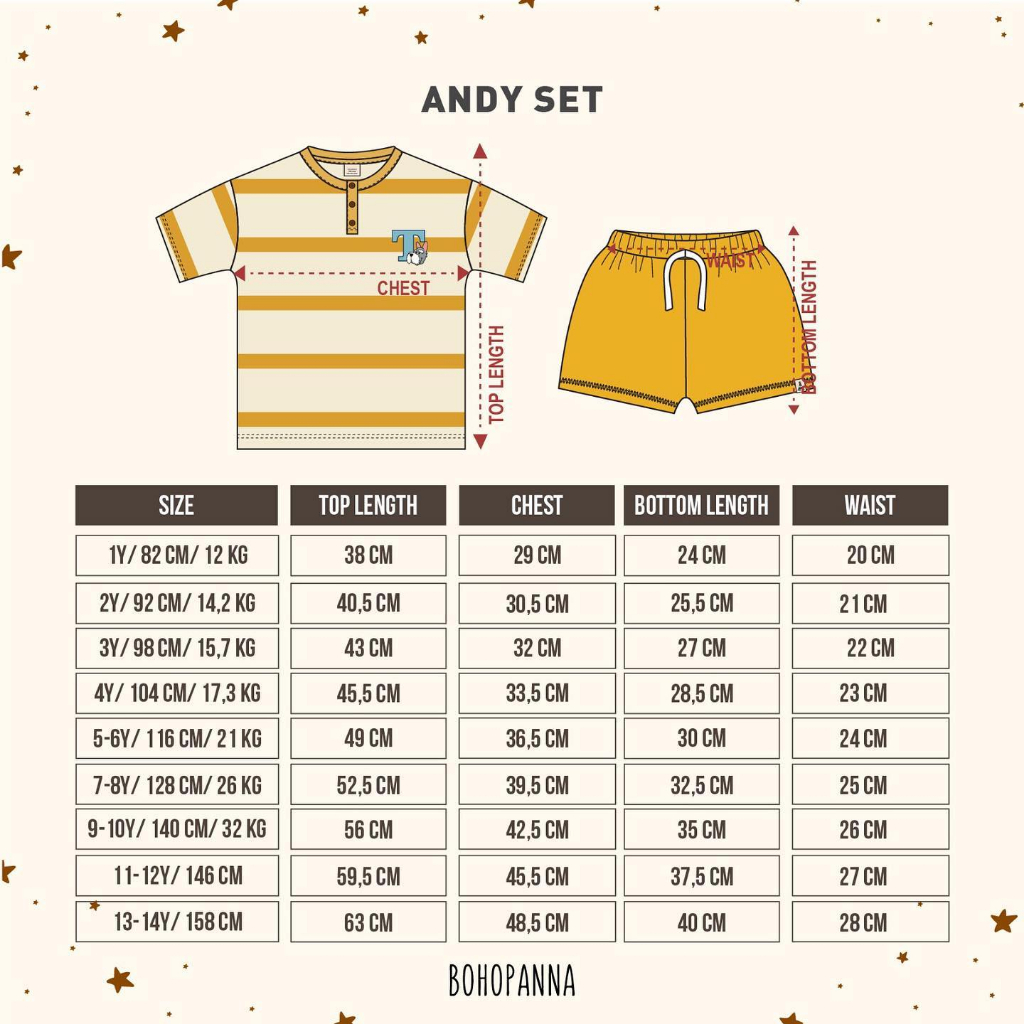 BOHOPANNA - ANDY SET - SETELAN ANAK UNISEX