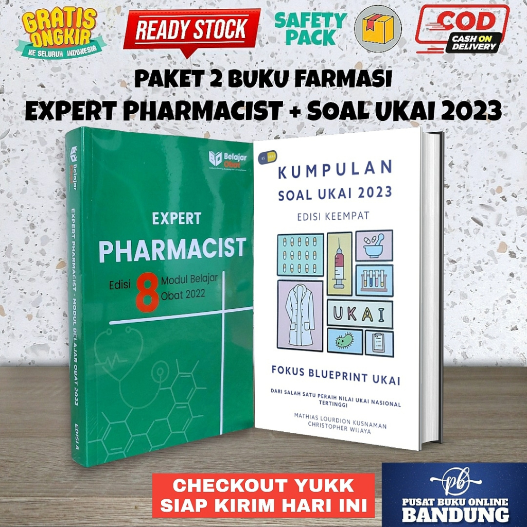 PAKET 2 BUKU EXPERT PHARMACIST EDISI 8 MODUL BELAJAR OBAT 2022 KUMPULAN SOAL UKAI 2023 BUKU FARMASI 