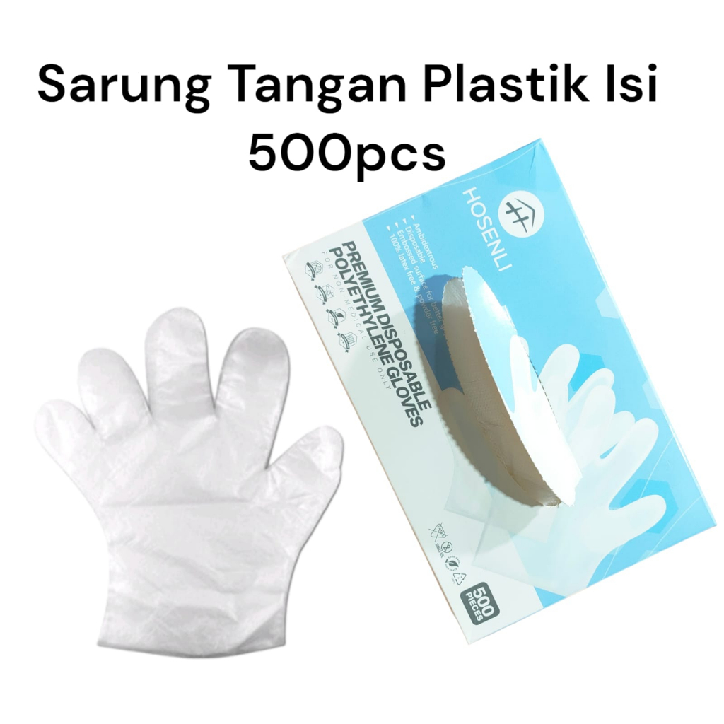 Sarung Tangan Plastik ( 1pack isi -/+500pc ) sekali pakai DISPOSABLE PLASTIC GLOVES