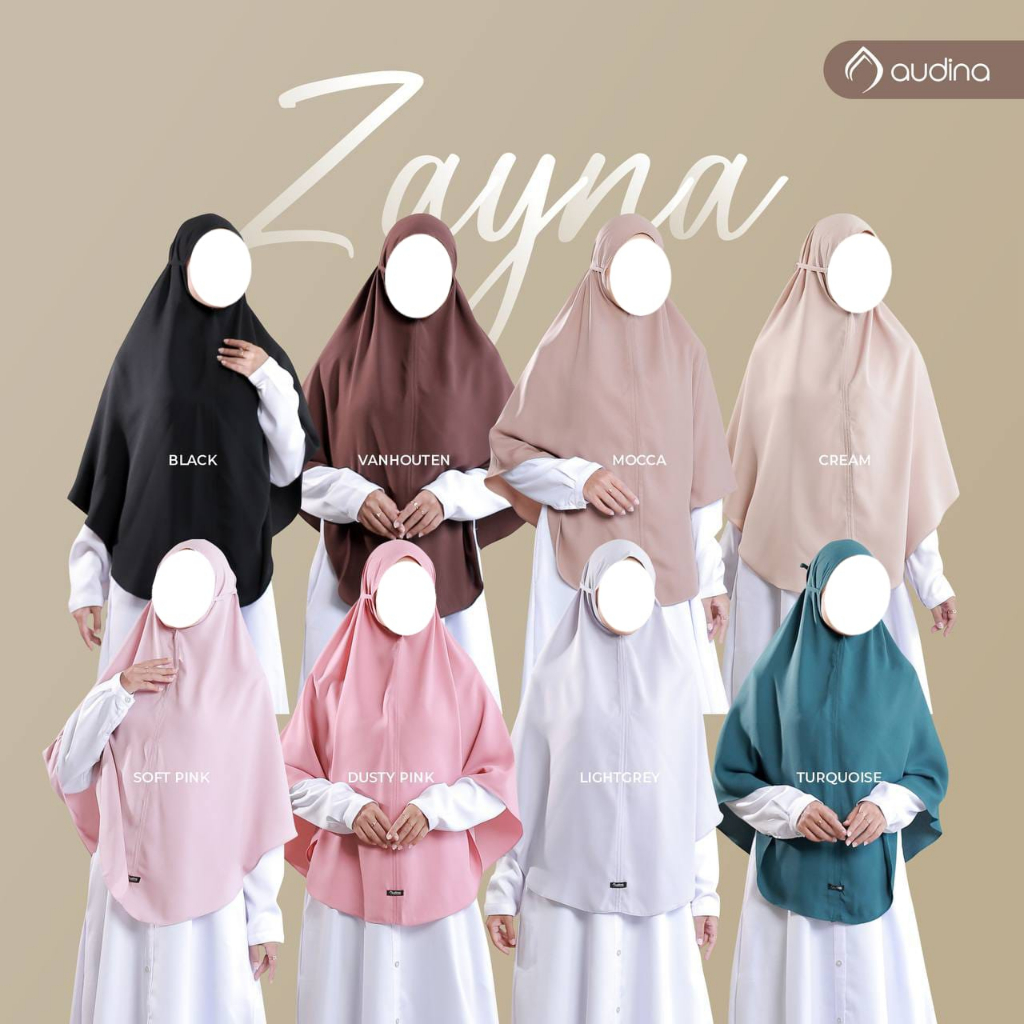 Zayna Khimar by Audina / Bergo Tali / Bergo Polos / Khimar Audina / Audina Ori / Audina Indonesia