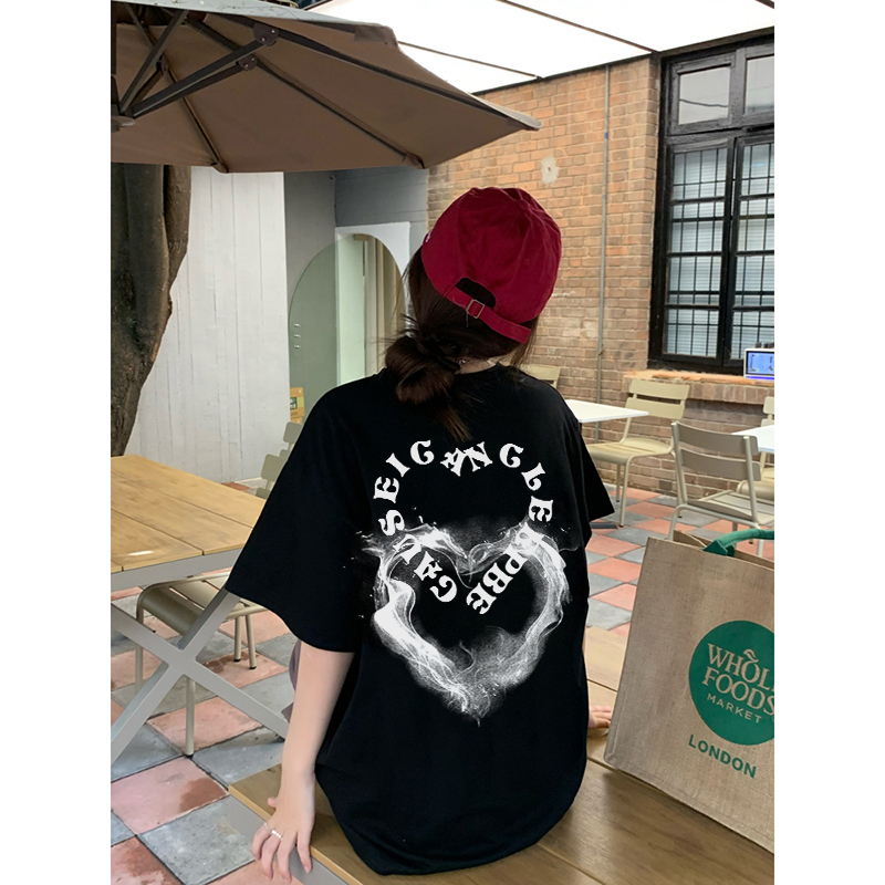 Kaos Atasan Wanita Lengan Pendek Oversize Heart Printed T-shirt Baju Wanita Kekinian Korean Style