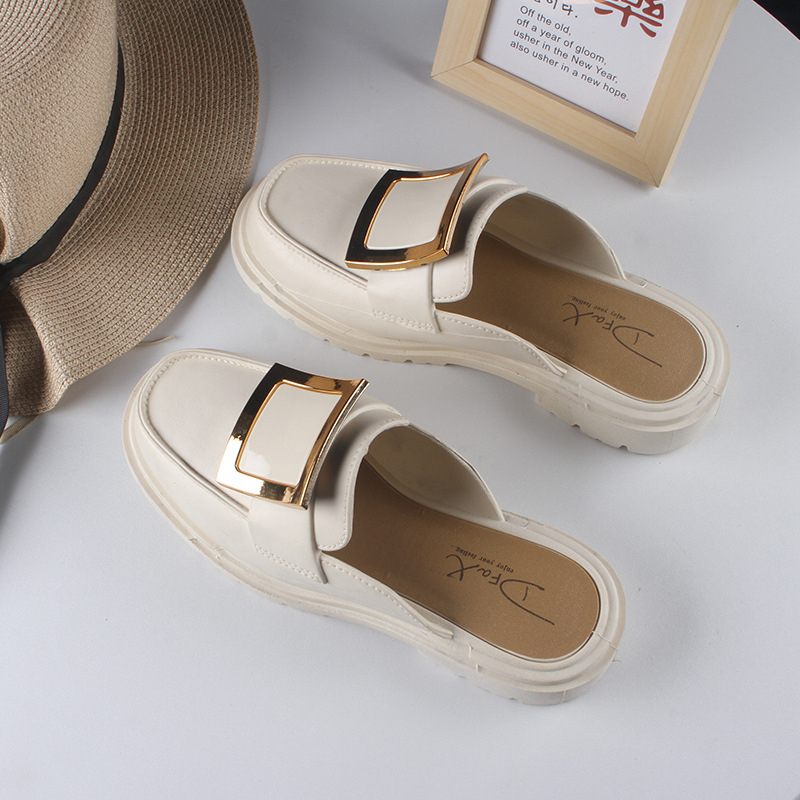 Sandal Sepatu Loafers Wanita Mules Slip On PVC Empuk Import Fashion Korean Style Sendal Cewek Kekinian Azgalery SPT-58