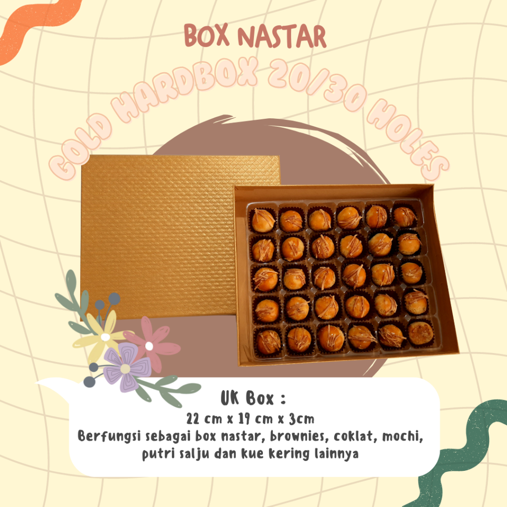 

(3ET) GOLD HARDBOX 20 / 30 HOLES HAMPERS PACKAGING BOX PACKAGING BOX PENYIMPANAN KUE KERING DUS KEMASAN BOX MAKANAN BOX NASTAR