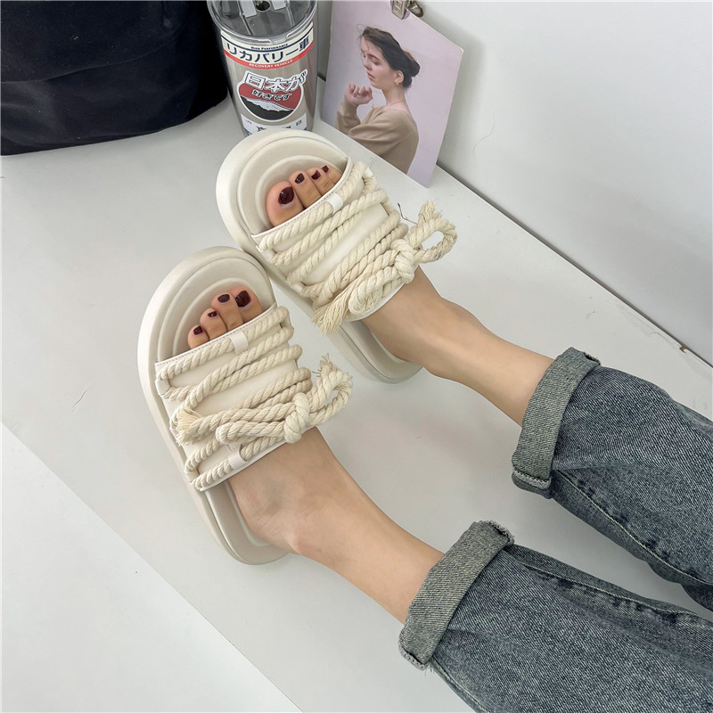 [GROSIR][COD] SEVEN_DAY SANDAL WANITA KOREA IMPORT CASUAL SHOES TALI SUMBU W-09 KREM