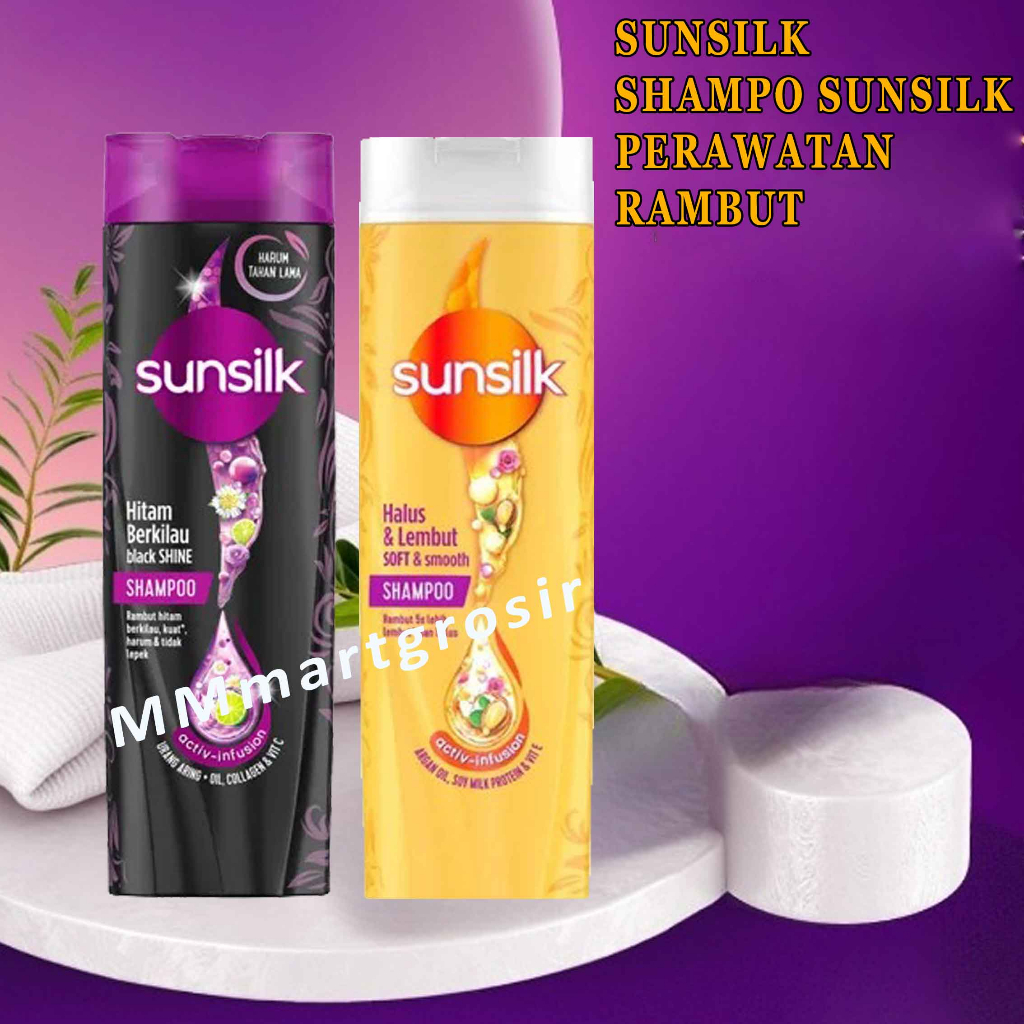 Sunsilk/ Shampo Rambut/ Shampo/ Black Shine/ Soft &amp; Smooth/ 160ml