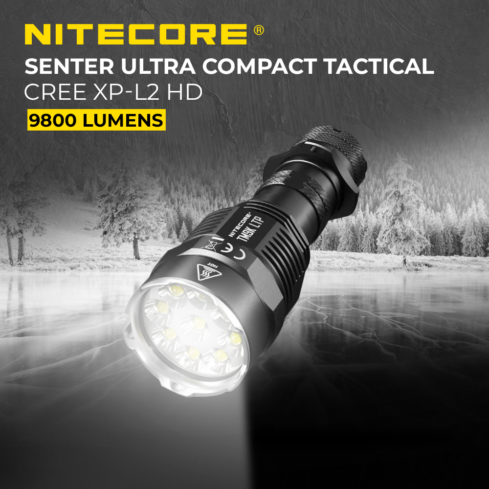 NITECORE Senter Ultra Compact Tactical CREE XP-L2 HD 9800 Lumens - TM9K-LTP - Black