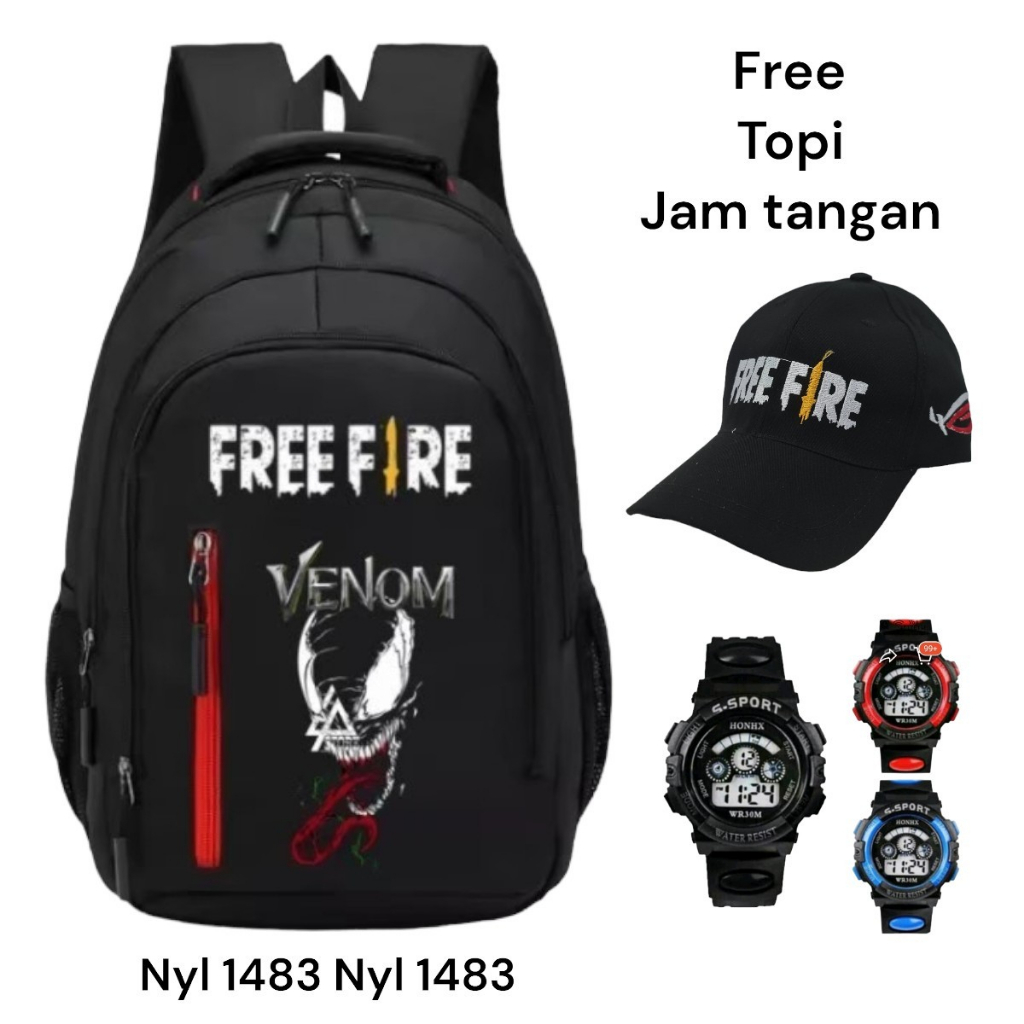 Tas Ransel Sekolah Anak Laki-Laki Karakter FF Dan Superhero Murah Venom Bisa Bayar Ditempat ( COD )