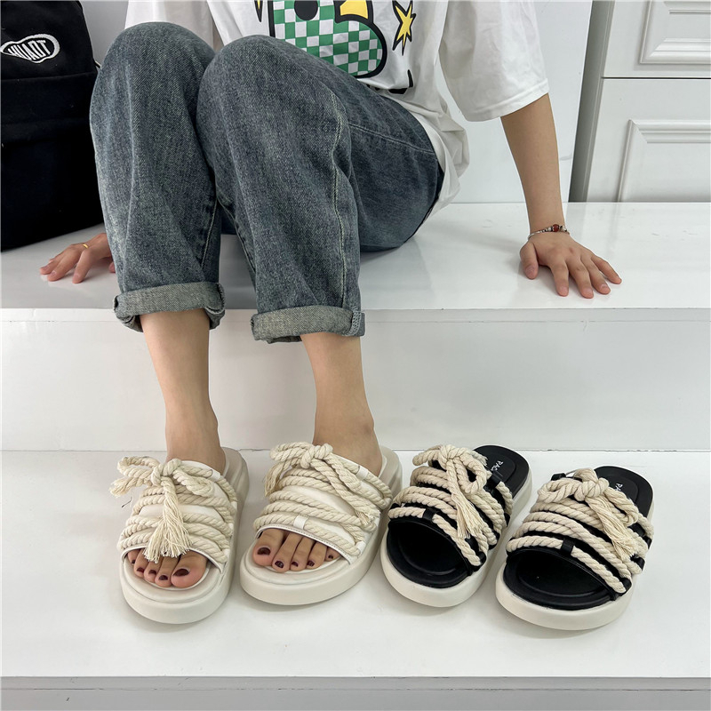 [GROSIR][COD] SEVEN_DAY SANDAL WANITA KOREA IMPORT CASUAL SHOES TALI SUMBU W-09 KREM