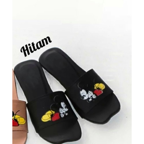 SANDAL TEPLEK KERUT SINTETIS BAN 1 POLOS SLIP SANDAL WANITA