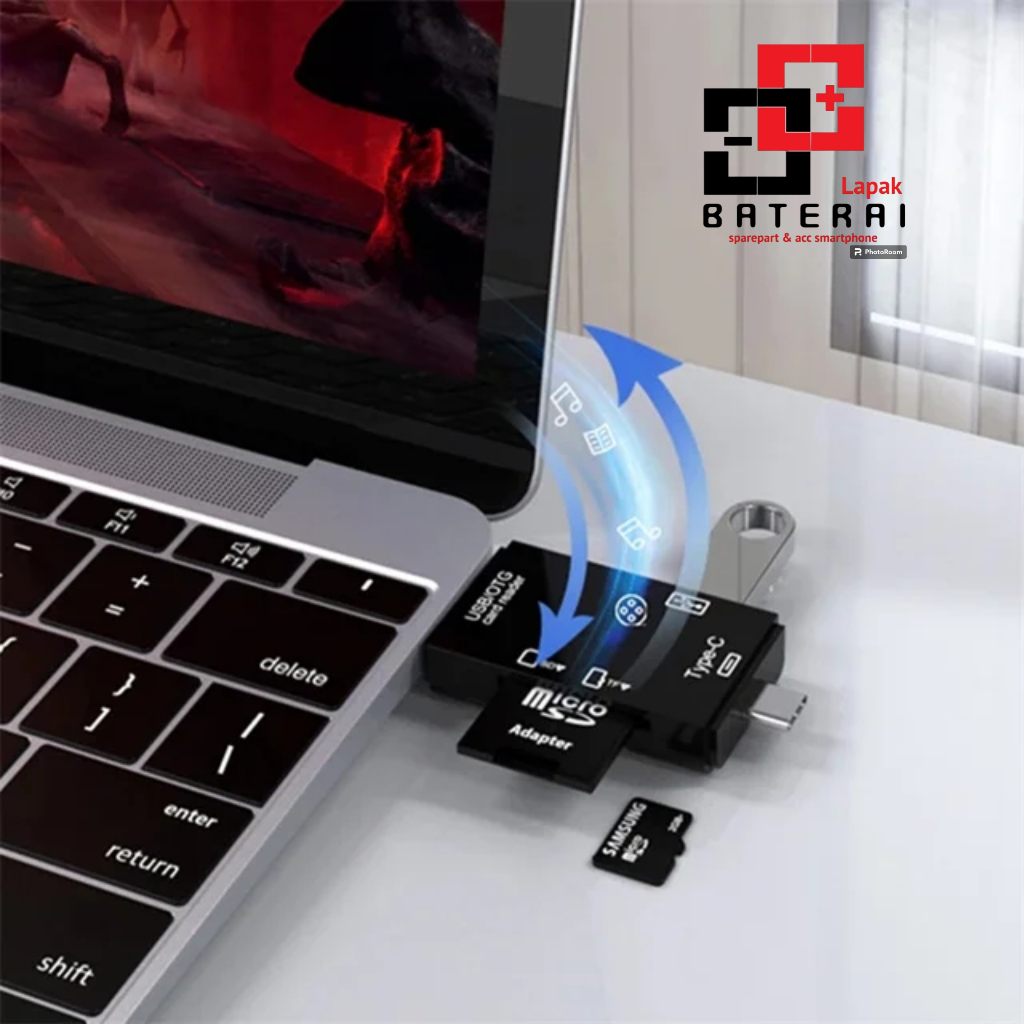 LOG - ON CR07 Card Reader OTG 6 IN 1 Usb C | Usb A | Micro Usb | Memory Card Reader | SD Card Reader | Carider