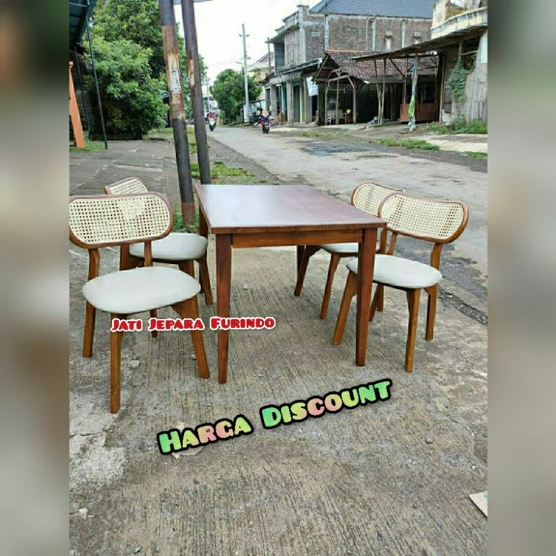 Set Kursi Meja Cafe model Kacang Kombinasi Rotan dan Sofa