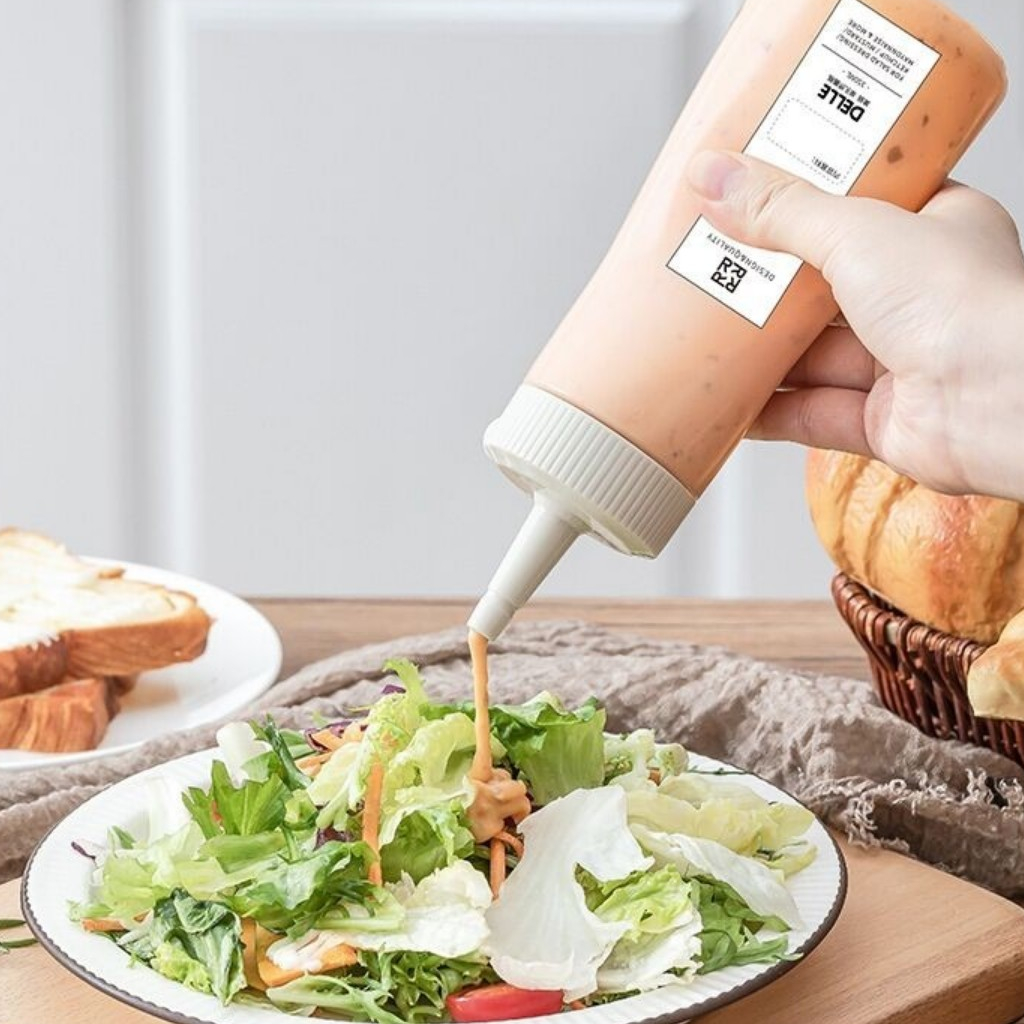 Botol sambel mayonaise saus ukuran 350ml 5 lobang anti tumpah/Botol bumbu kental serbaguna