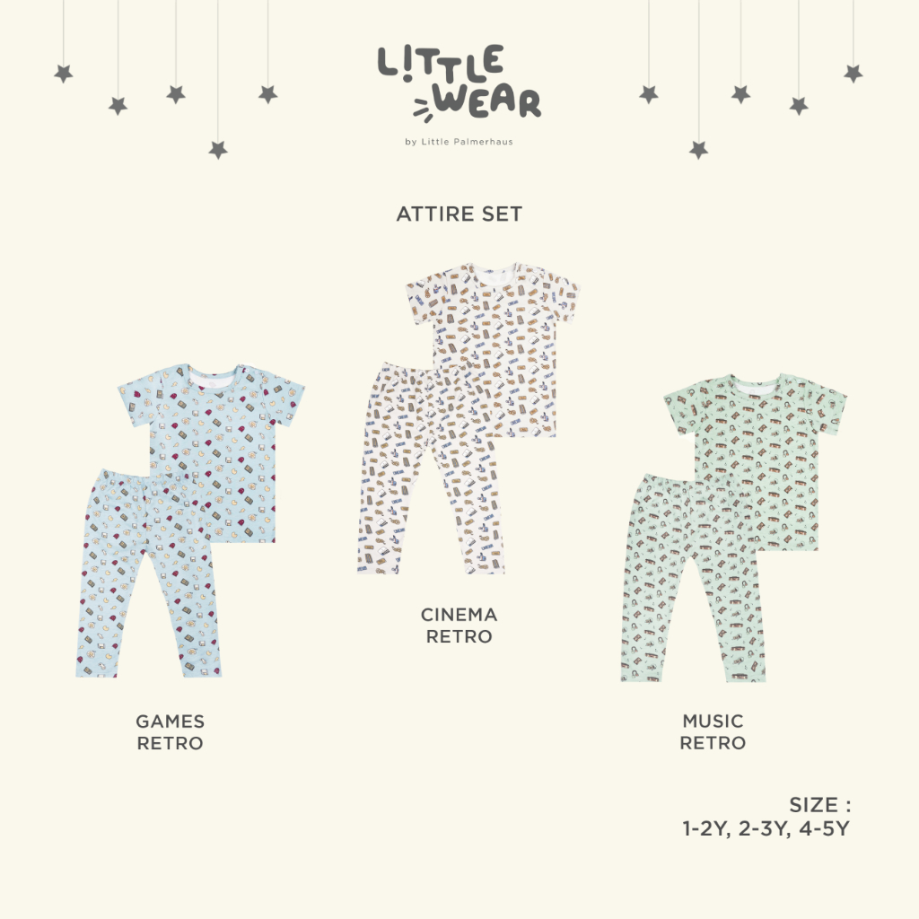 [TOMS] LITTLE PALMERHAUS (1stel) LITTLE WEAR Attire Set ( Baju Pendek + Celana Panjang )