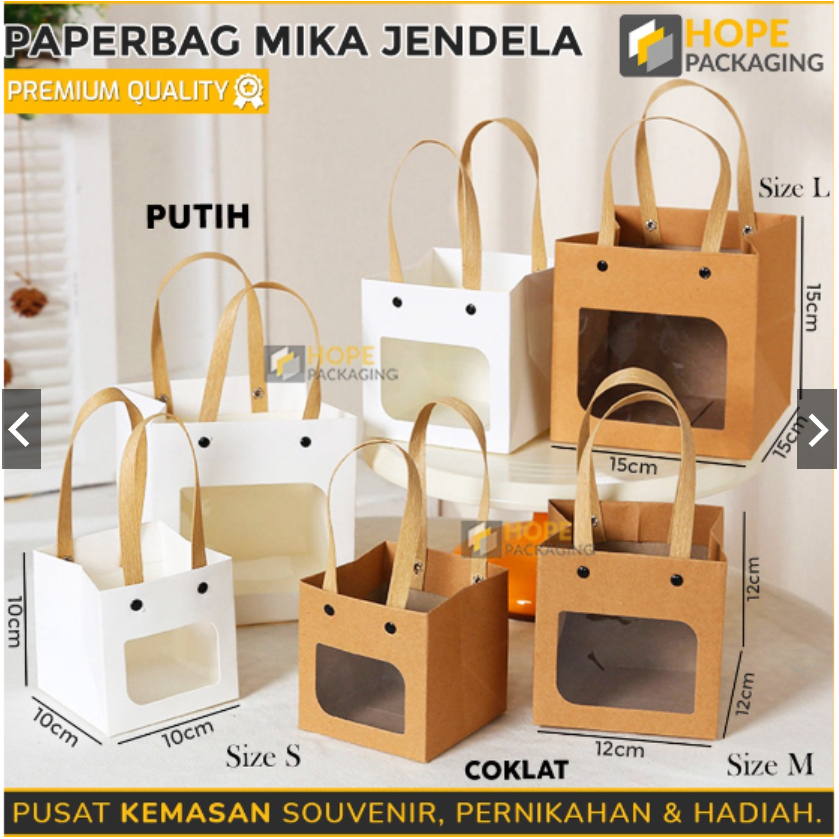 

Tas Pembungkus kado jendela mika / Tas berbentuk kotak / Plastik Mika goodie bag