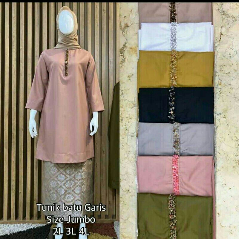 Tunik wanita polos ori kamari fashion tunic cewe size jumbo bahan toyobo new ootd peyet mewah cantik