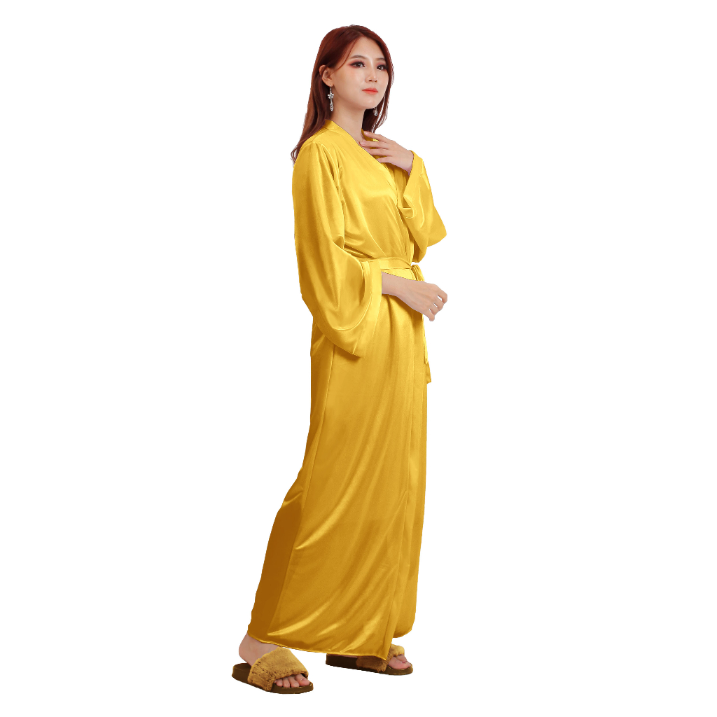 FOLVA bridesmaid kimono wedding baju tidur satin 1475EKIM gold all size