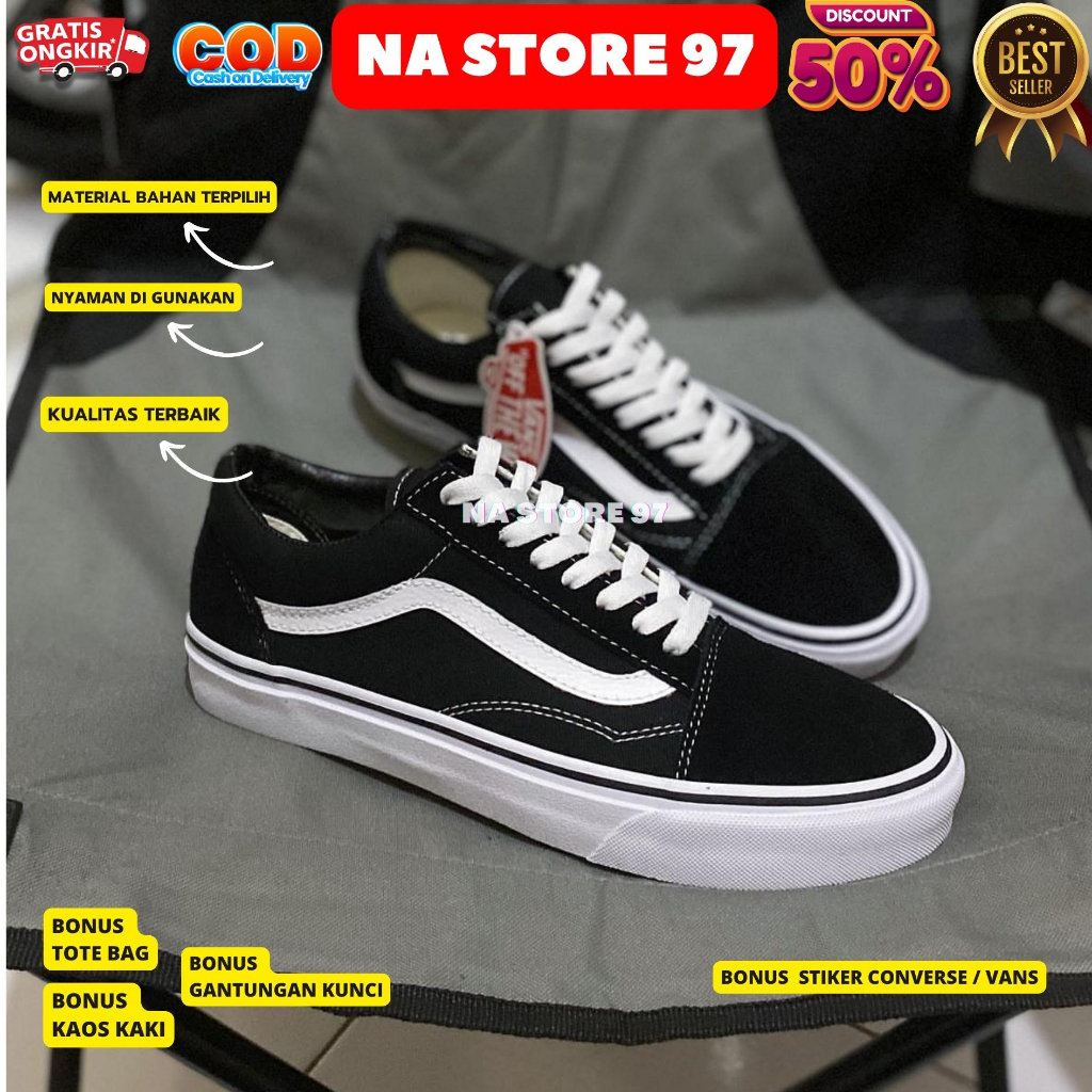 sepatu vans old skool klasik black white