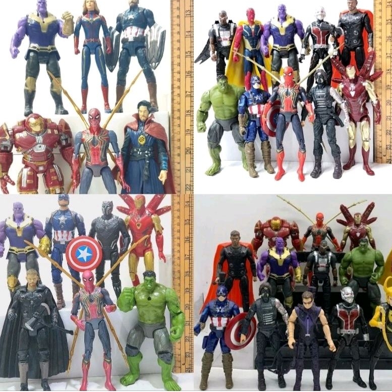 ACTION FIGURE SPIDERMAN AVENGERS VENOM IRON MAN HULK BUSTER MARVEL SET FIGUR