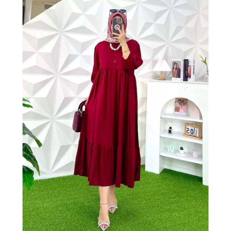 DRESS JUMBO NAYA MIDI DRESS BAHAN POLO LINEN MIDI DRESS WANITA MUSLIM/DRESS WANITA JUMBO/DRESS KEKINIAN/MIDI DRESS TERBARU/TERLARIS/MIDI DRESS MUSLIM/MIDI DRESS KOREAN