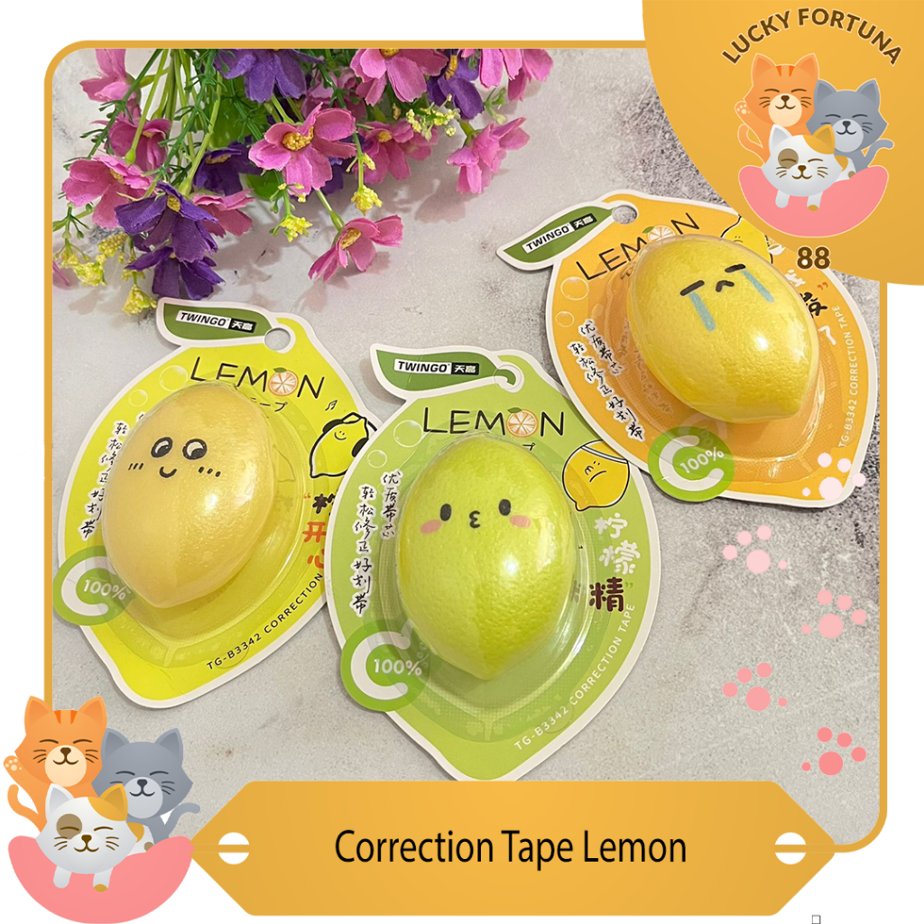 

Correction Tape Lemon Correction tape lemon Lemon correction tape dispenser Correction tape in lemon design Lemon-shaped correction tape