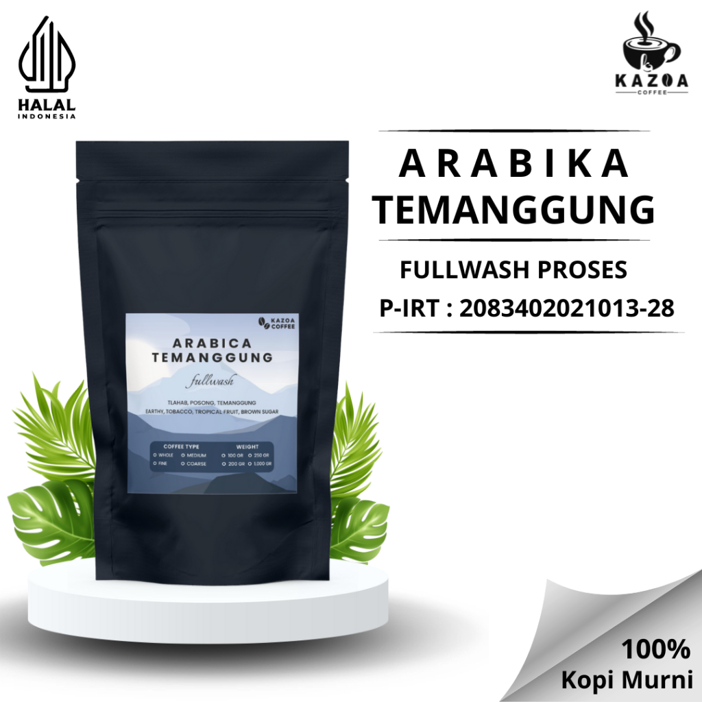 

Kopi Arabika Arabica Temanggung Posong Biji Bubuk Sangrai Roast Bean 200 gr Murni 100% Fullwash Proses