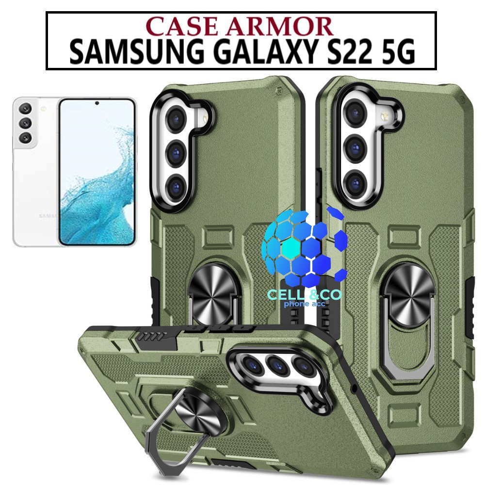 Case Armor SAMSUNG GALAXY S22 5G Iring Cincin Magnetic Kesing Hp Protect kamera Premium Hard Case Standing Robot Pelindung Kamera