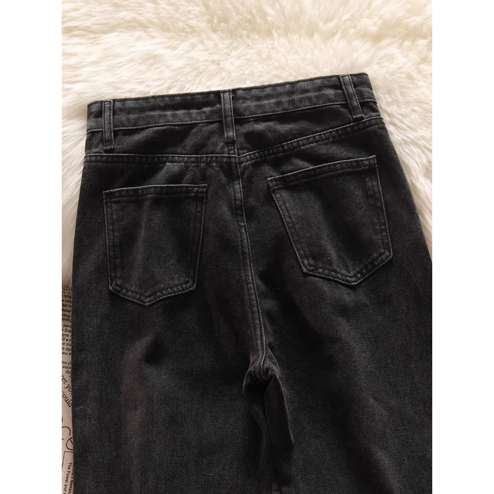 Cutbray Loose Jeans Wantia Korea Terbaru / Highwaist Rawis Celana Jeans Wanita(realpict)