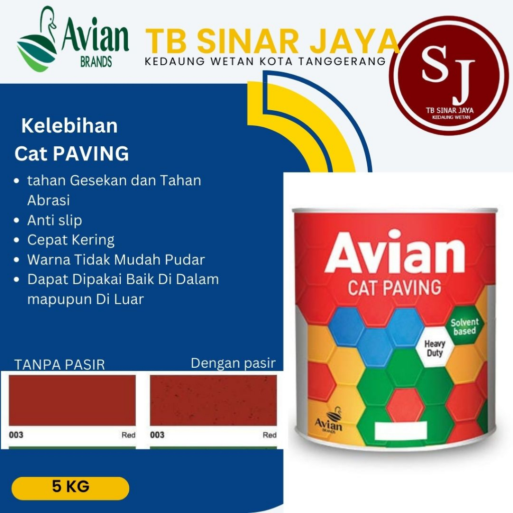 Cat Paving Avian 5KG Cat Minyak 2 Komponen Beton Plesteran Semen - 003 RED