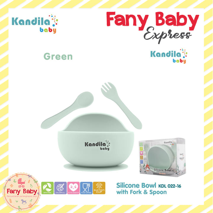 KANDILA BABY SILICONE BOWL WITH SPOON AND FORK SET / KDL022-16