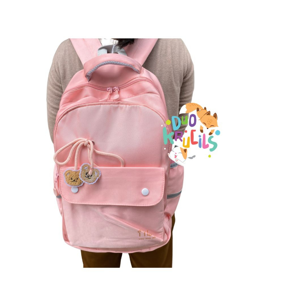 TAS SEKOLAH KULIAH anak perempuan SD SMP SMA BEAR POLOS