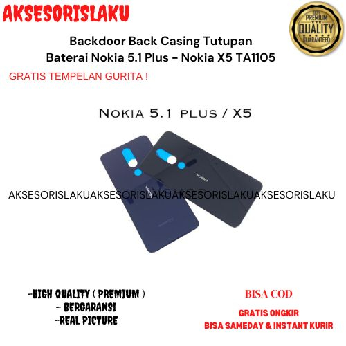 Backdoor Back Casing Tutupan Baterai Nokia 5.1 Plus - Nokia X5 TA1105