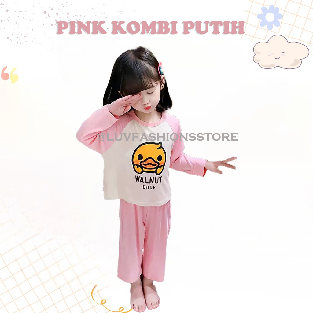 IL - PIYAMA WALNUT ANAK LENGAN PANJANG MOTIF BEBEK / SETELAN BAJU TIDUR ANAK PEREMPUAN TERBARU