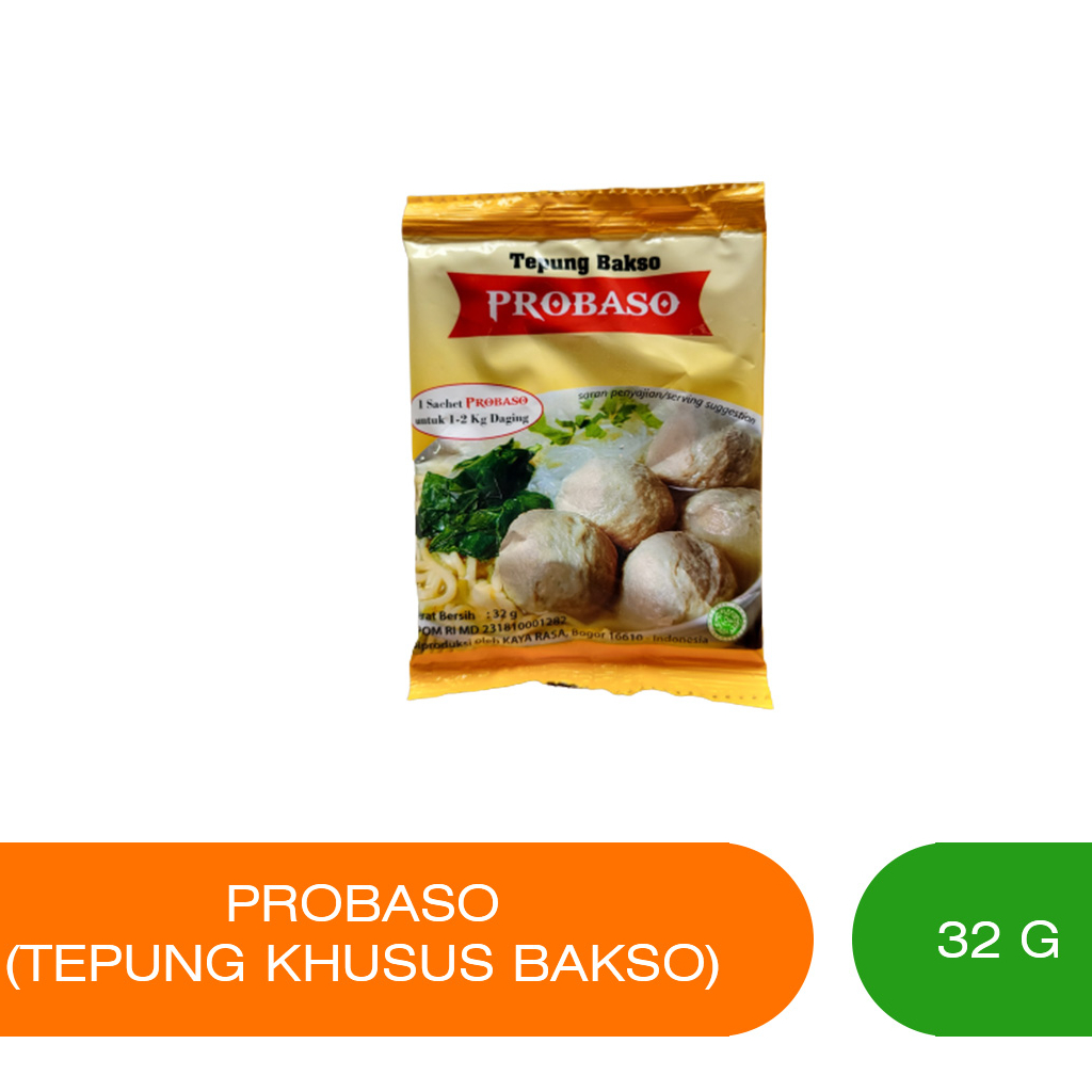

Probaso - Tepung Khusus Bakso Pengenyal dan Penghalus Bakso, berat 32 gr
