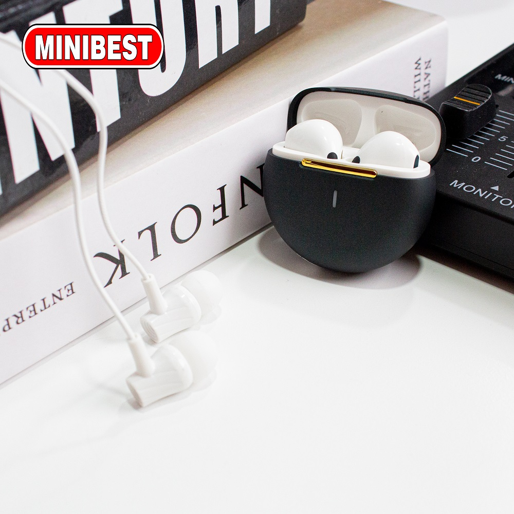 MB MINIBEST TWS Earphone Headset Bluetooth PRO6 Headphone Suara Super Bass, Earbud Nirkabel Earphone Tws dengan Kotak Pengisian