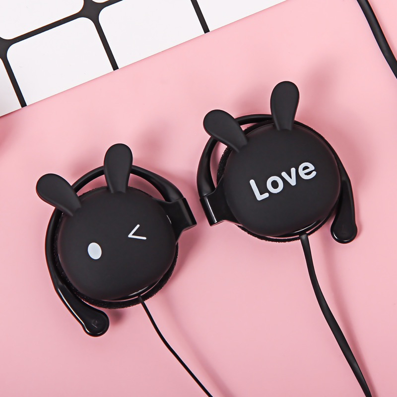 [KN-313] Headset Earphone Karakter Bentuk KEPALA KELINCI Ekspresi / Earphone Lucu RABBIT HEAD / Earphone On Ear Rabbit