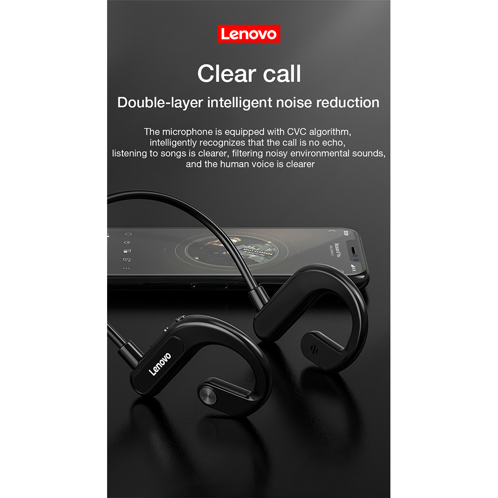 Lenovo Thinkplus Air Conduction Earphone Wireless Bluetooth 5.0 - X3 - Black