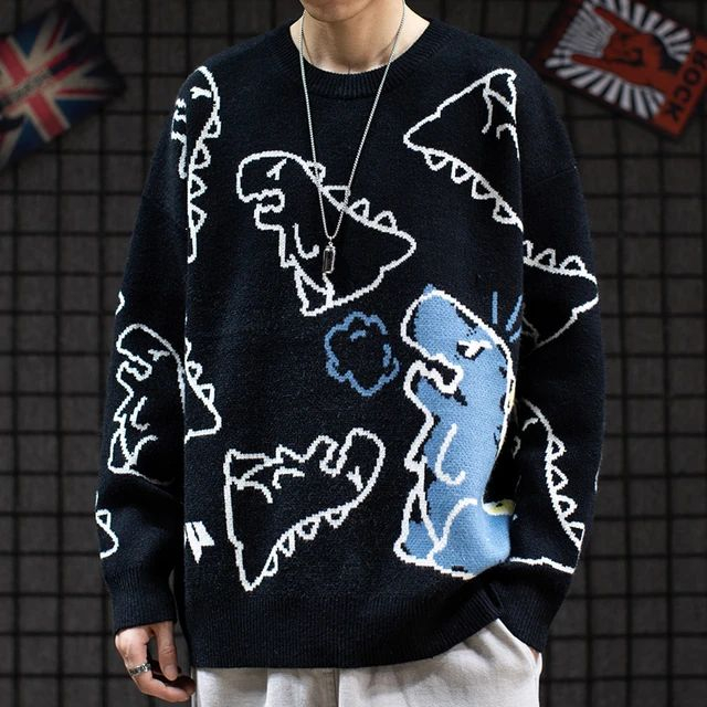 Sweater Oversize - DINO CRAYON SWEATSHIRT - Sweater karakter dino lucu unisex