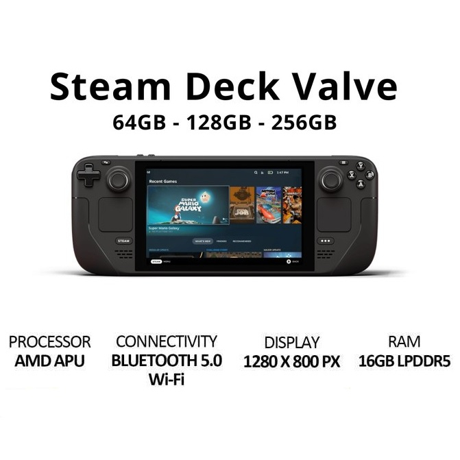 VALVE STEAM DECK SteamOS - Handheld Console PC Portable Gaming - FULLSET LENGKAP DENGAN AKSESORISNYA!! TIDAK PERLU BELI TERPISAH!!