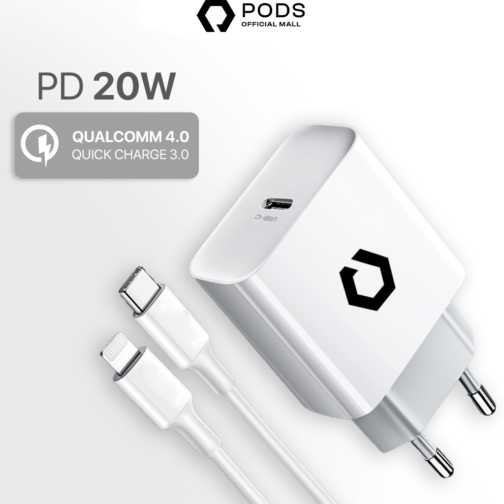 [BEST SELLER] Fullset Charger 35W Power Adaptor Type C &amp; Cable Type C to Lightning Fast Charging - Type C to Lightning [Fullset Cable Type C to Lightning + Adaptor Type C] Kepala Casan-Kabel Charger-Kabel Casan-Kabel Data - By PodsIndonesia