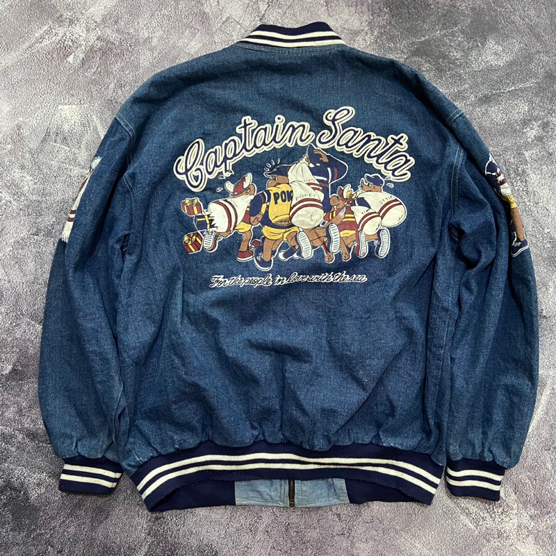 varsity vintage varsity second captain santa reversible varsity jeans