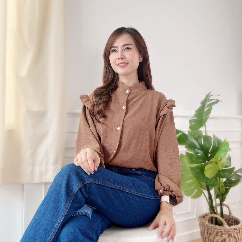 AFI - EC - ⭐️ PREMIUM AIRFLOW CRINCLE ⭐️ Yurim CRINCLE  Ruffle Blouse