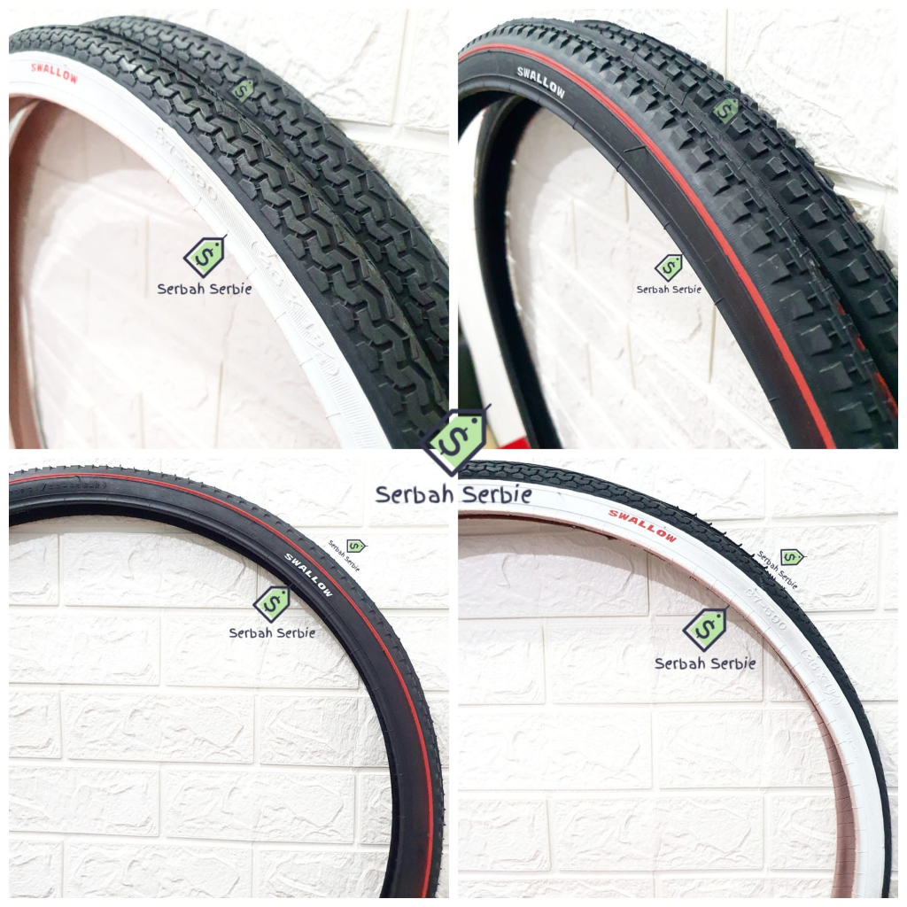 BAN LUAR SEPEDA 26X1 3/8 SWALLOW 590 26 X 1 3 per 8 ⅜ HITAM PUTIH CTB PHOENIX JENGKI POLYGON SIERRA