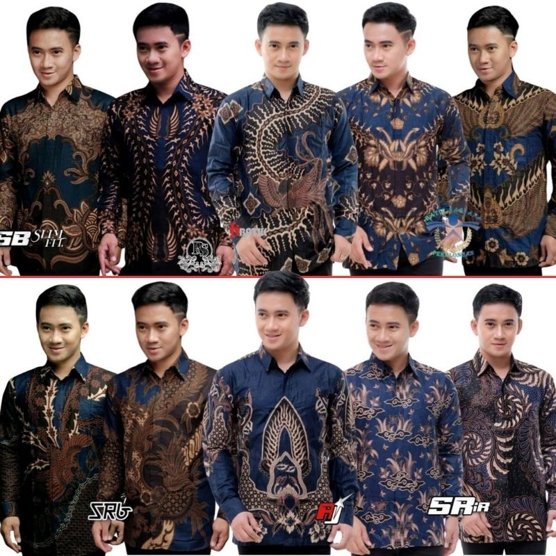 kemeja batik pria lengan panjang size M L XL XXL warna biru navy kemeja batik pria modern terbari mo