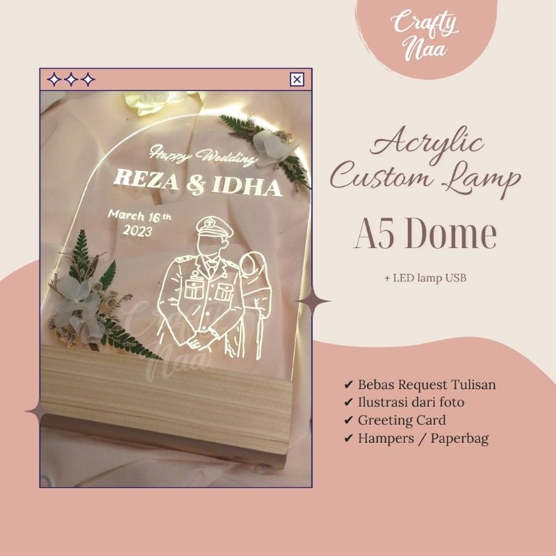 Akrilik Custom A5 Dome Stand LED USB Hadiah Hampers