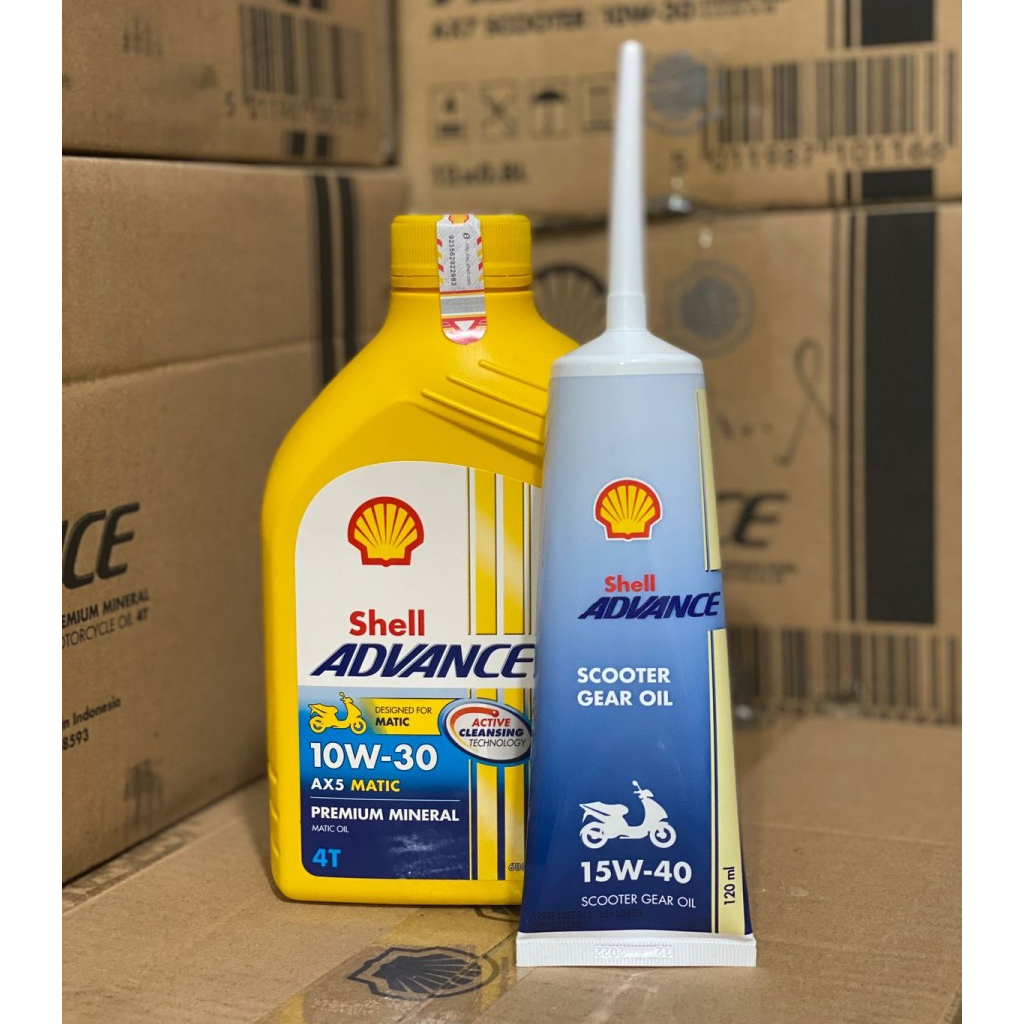 Paket Oli Shell AX5 Matic 10w 30 800ml + Oli Gardan Shell 120ml Oli Beat Vario Scoopy Genio