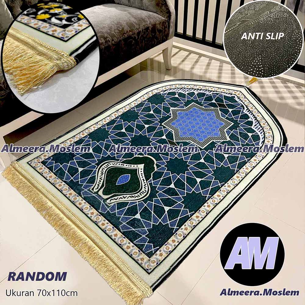 Sajadah Turki Qubah Quilting Anti Slip Ukuran Dewasa Bahan Super Halus