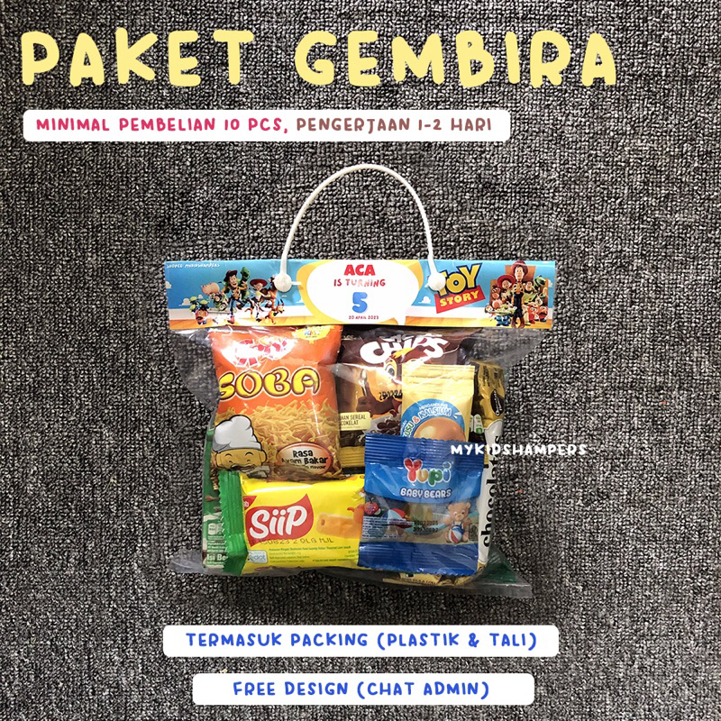 

Paket Ulang Tahun / Bingkisan Ulang Tahun Anak/ Snack Ultah / Hampers Souvenir Birthday Gembira