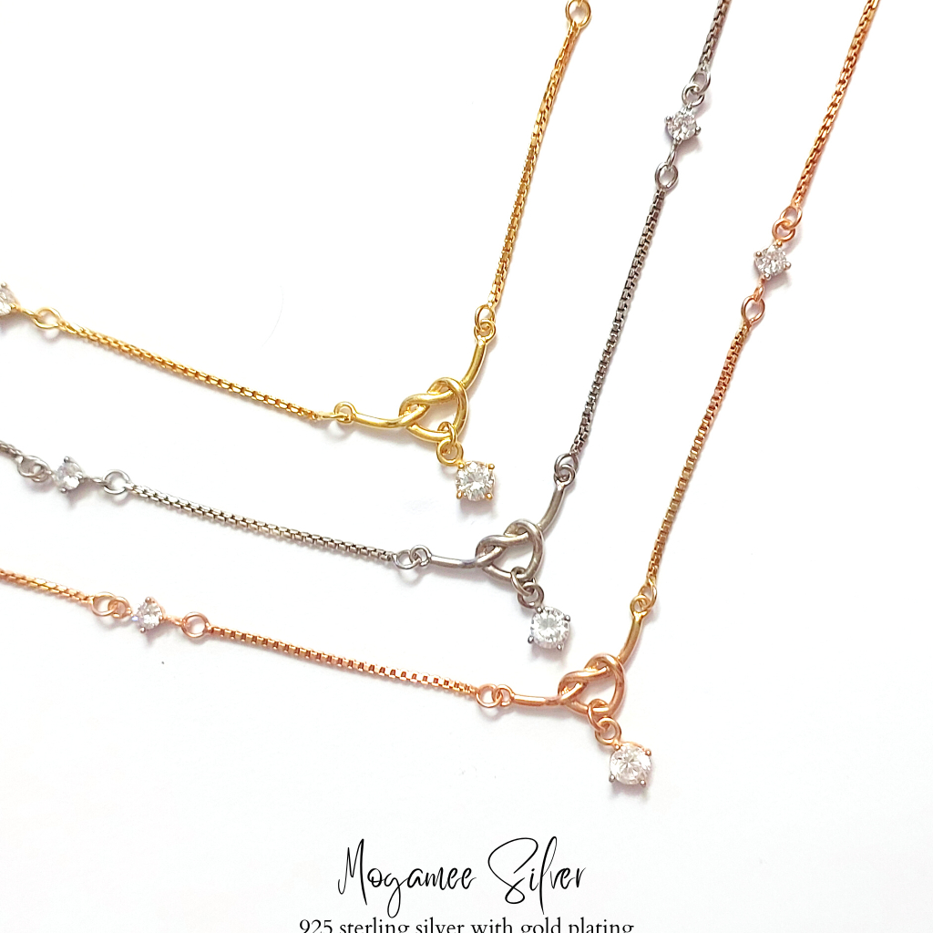 Kalung Perak Asli Infinity Love Necklace Sterling Silver 925 with Gold Plating