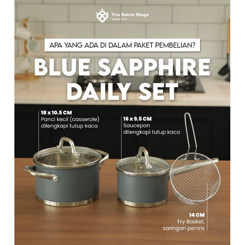 Swiden Premium Blue Saphire Panci Set Premium Stainless