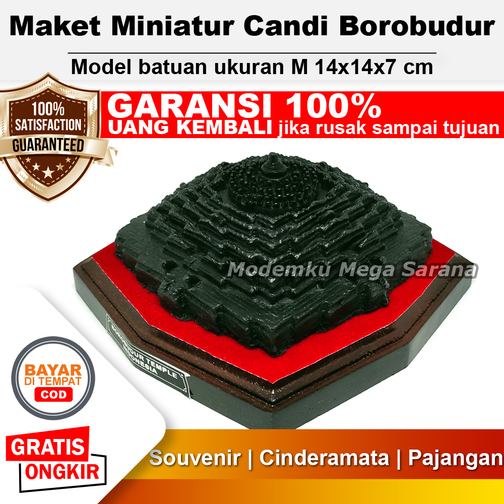 Miniatur Maket Candi Borobudur Alas Kayu 10x10x5 cm